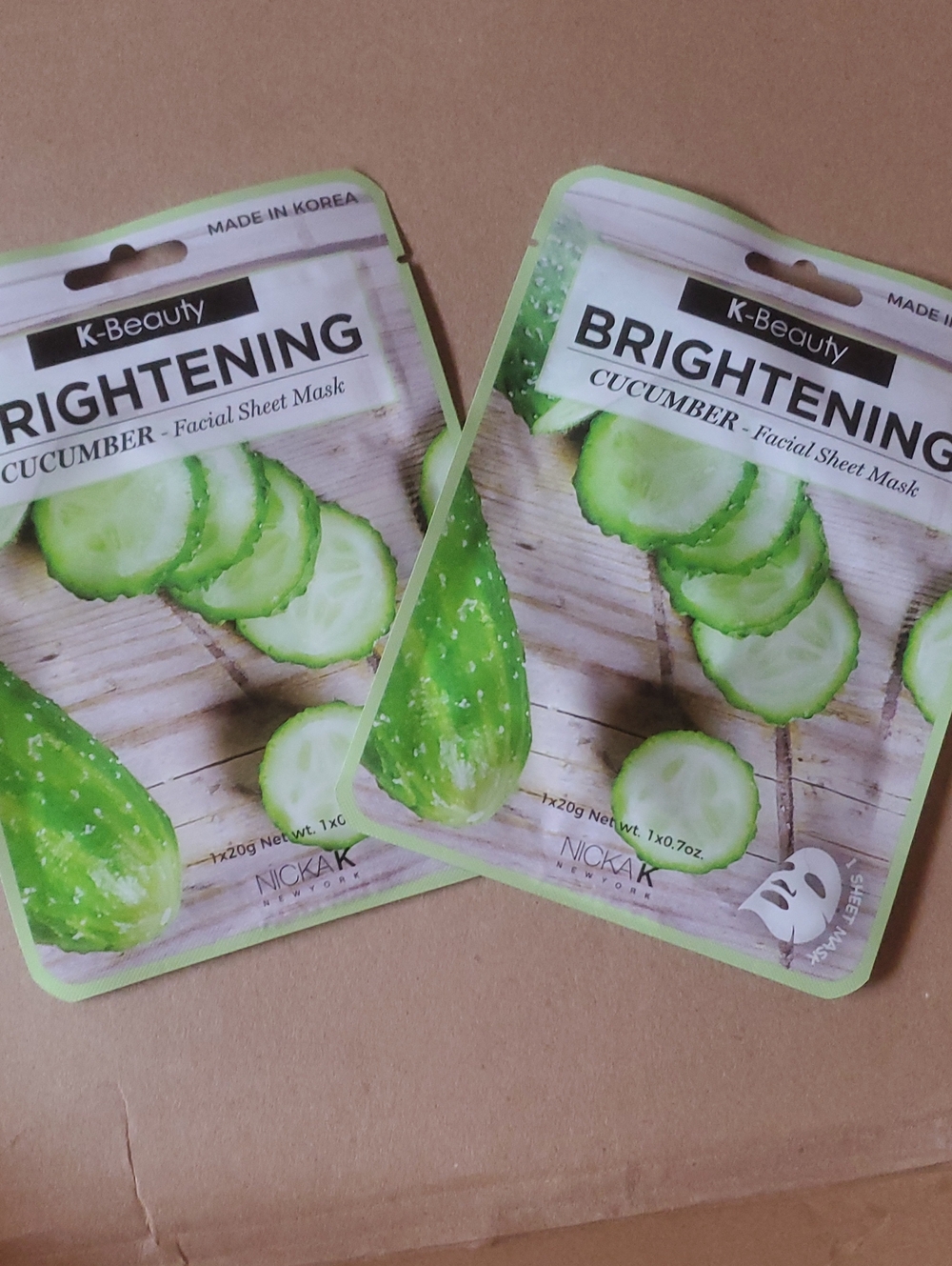 Bundle Of 2 K-Beauty Brightening Cucumber Facial Sheet Mask New